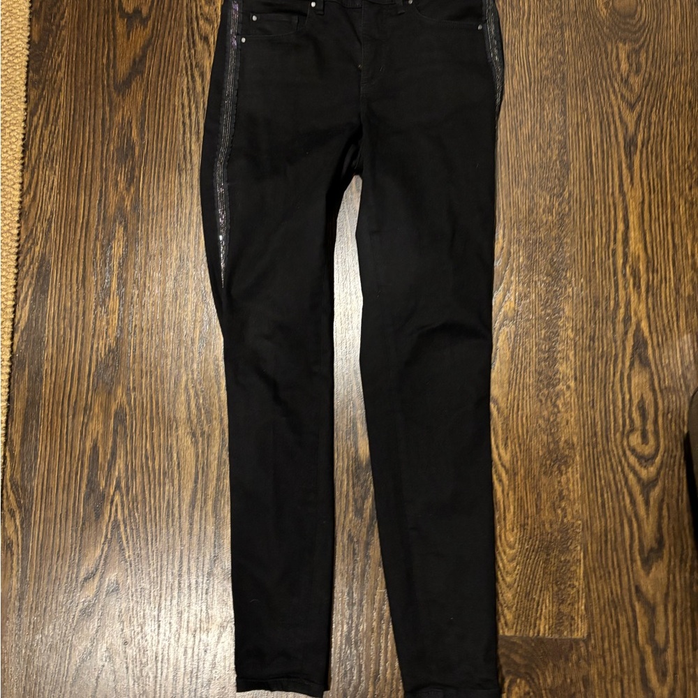 Ann Taylor Black Skinny Jeans with Silver Accents